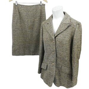 Vintage Young Pendleton Tweed Wool Skirt Suit Size 11-12 S/M Woven Blazer Pencil